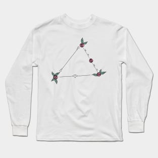 Triangulum Australe (Southern Triangle) Constellation Roses and Hearts Doodle Long Sleeve T-Shirt